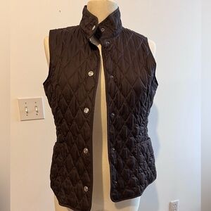 L.L. Bean Brown Quilted Snap Front Vest Size Small